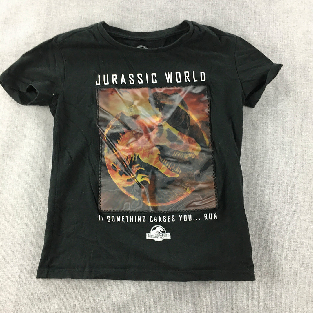 Jurassic World Kids Boys T-Shirt Size 7 Black Dinosaur Park Top