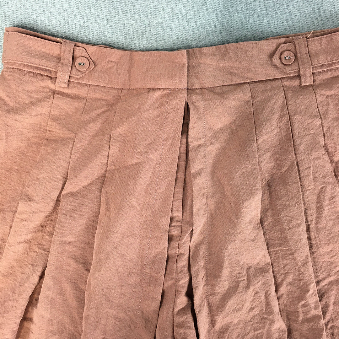 Princess Polly Womens Shorts Size 14 Brown Pleated