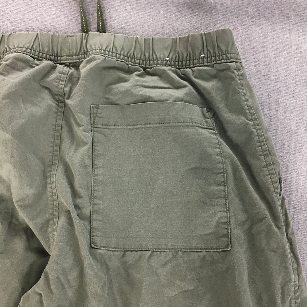 Uniqlo Mens Pants Size M Khaki Green Elastic Waist Drawstring