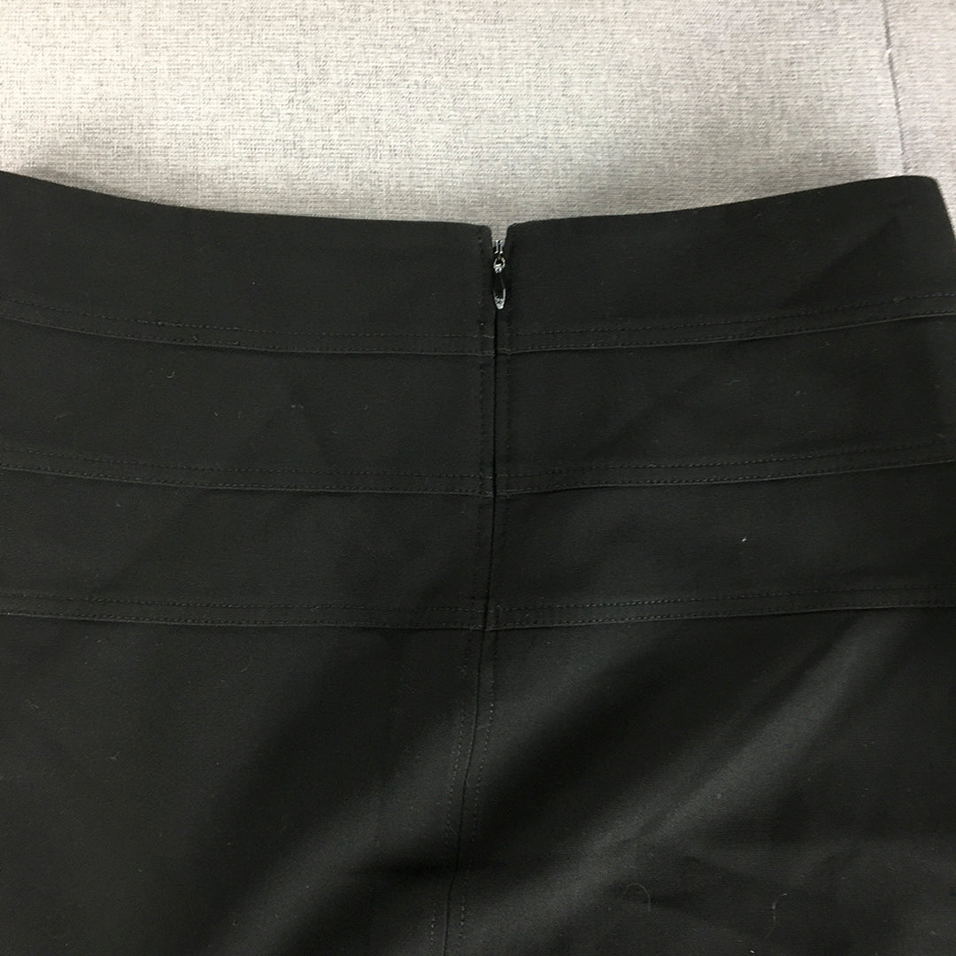 Diane von Furstenberg Womens Pencil Skirt Size 6 Black Straight Back Zip