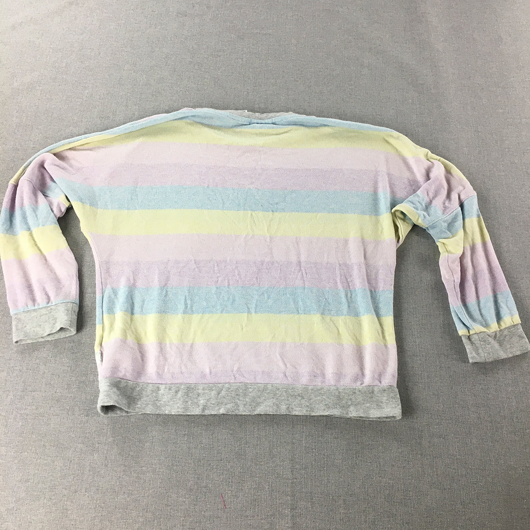 Peter Alexander Jnr Kids Girls Pajama Top Size 12 Pink Yellow Sleep Shirt