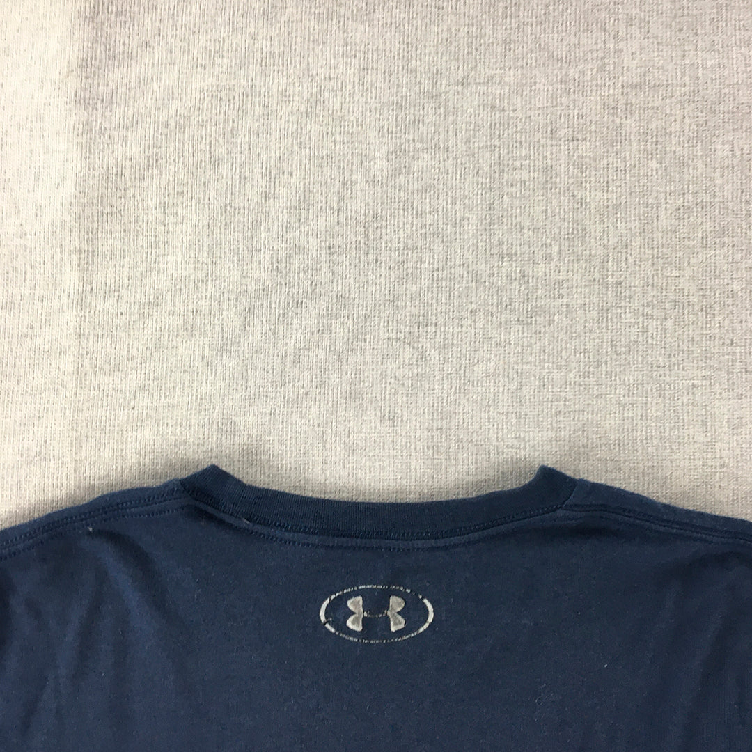 Under Armour Mens T-Shirt Size M Navy Blue Logo Crew Neck Tee