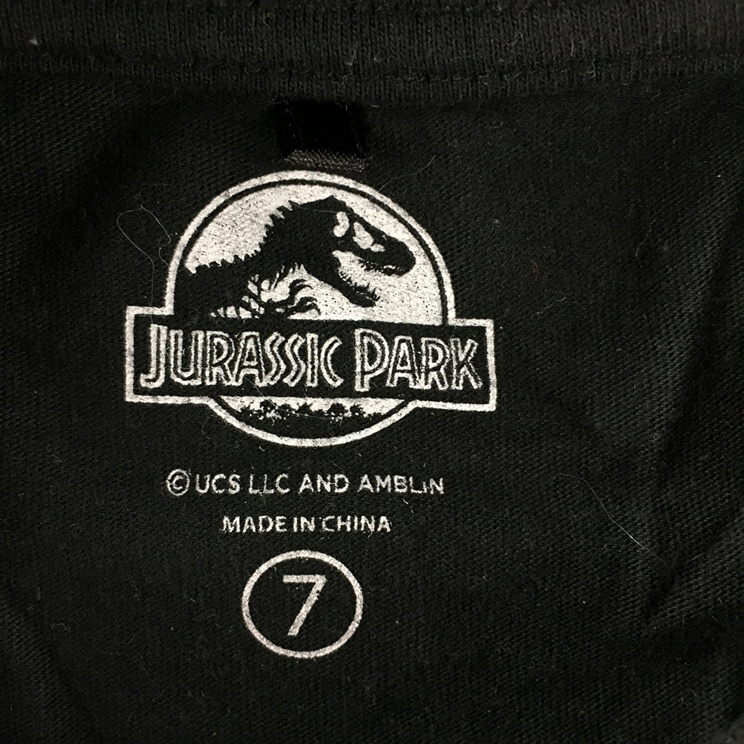 Jurassic World Kids Boys T-Shirt Size 7 Black Dinosaur Park Top