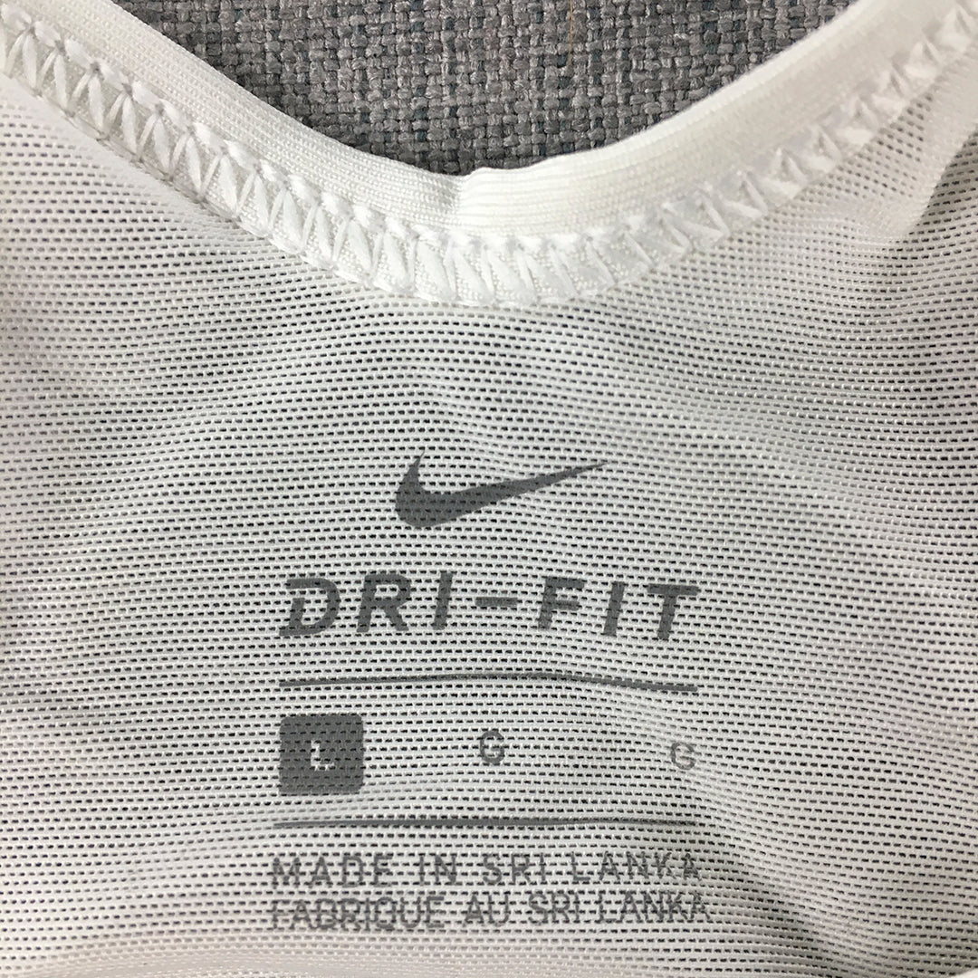 Nike Womens Tank Top Size L White Big Logo Sleeveless Cropped Top