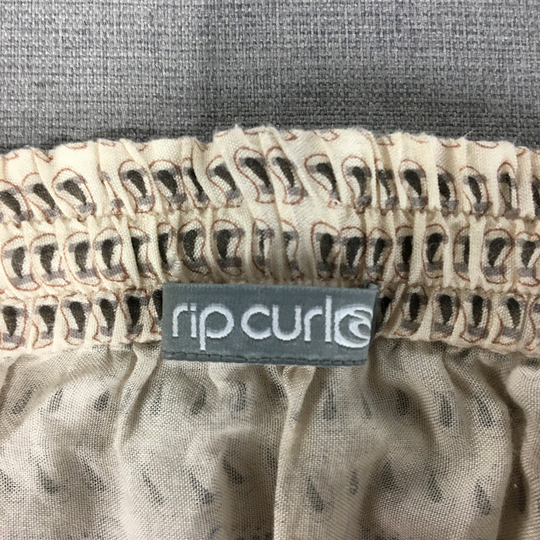 Rip Curl Womens Maxi Skirt Size XL Brown Paisley Elastic Waist Drawstring