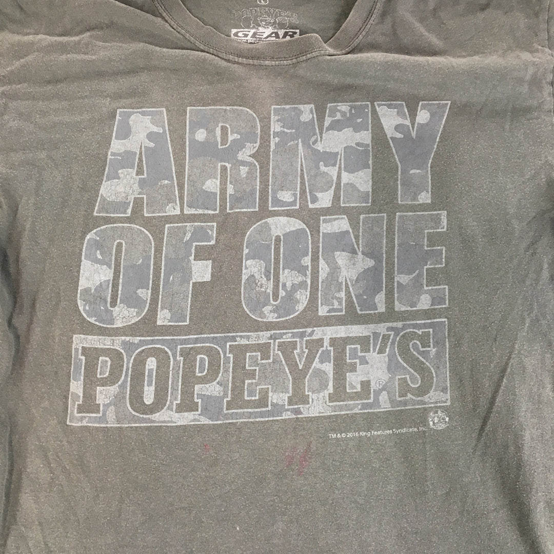 Popeye's Gear Mens T-Shirt Size L Grey Workout Gym Supplements Tee