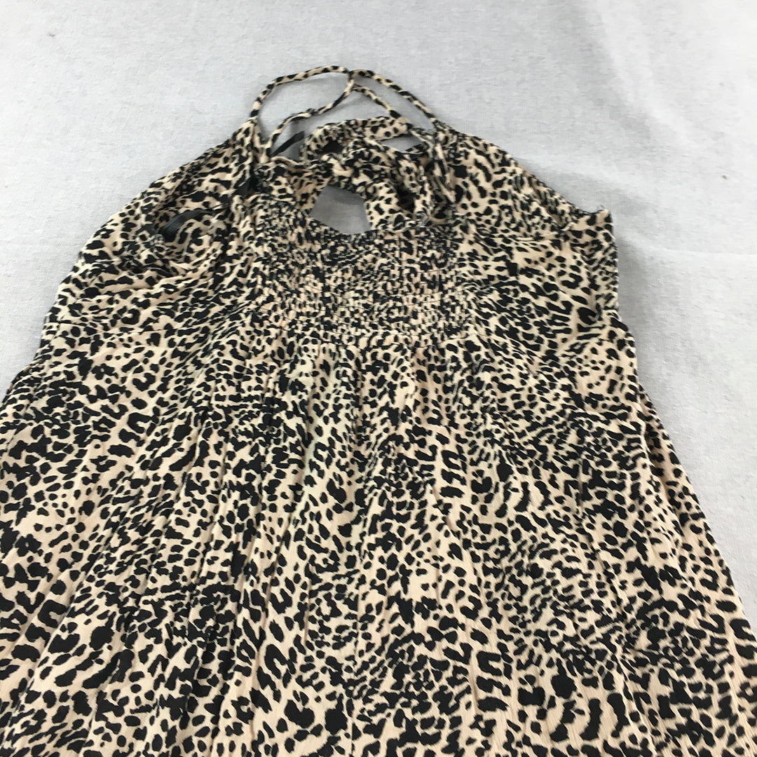 Spicy Sugar Womens Jumpsuit Size 16 Brown Animal Print Dot Sleeveless