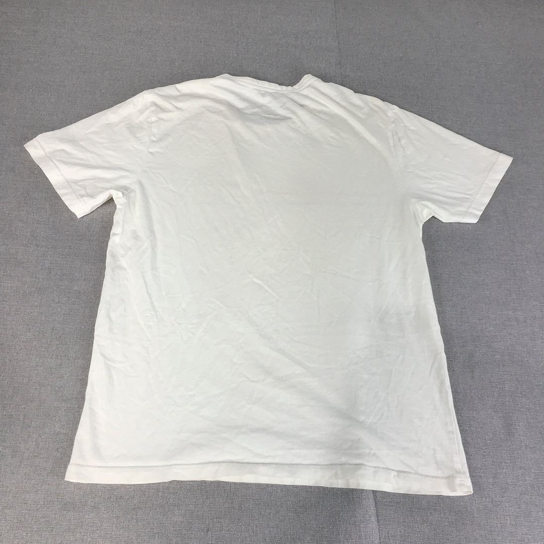 Champion Mens T-Shirt Size M White Logo Crew Neck Short Sleeve Tee