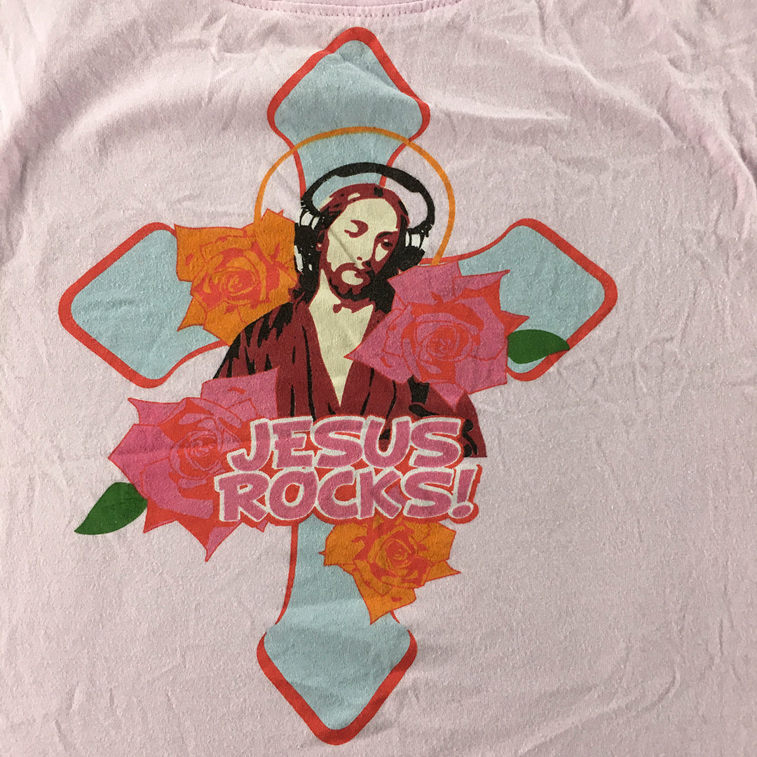 Peter Alexander Womens Sleep Shirt Size M Pink Jesus Rocks Pajama Top