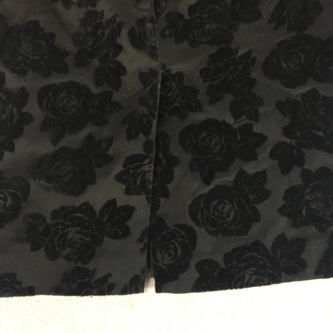 Review Womens Midi Skirt Size 6 Black Floral Straight