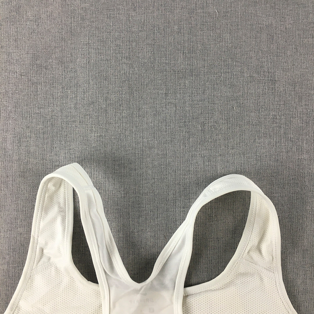 Nike Womens Tank Top Size L White Big Logo Sleeveless Cropped Top