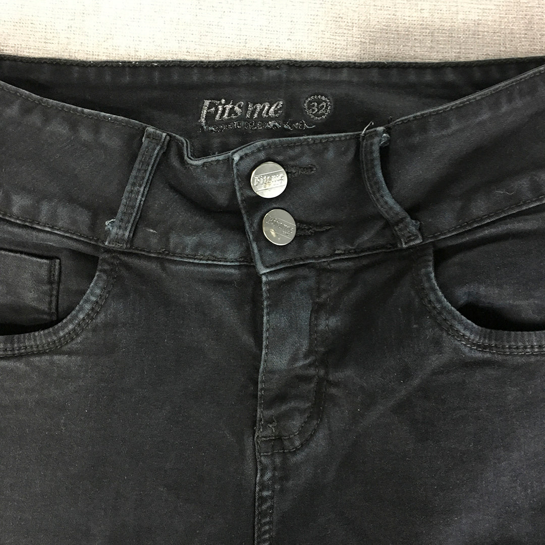 Fits Me Womens Skinny Jeans Size 26 Dark Wash Stretch Denim Button-Fly Crop