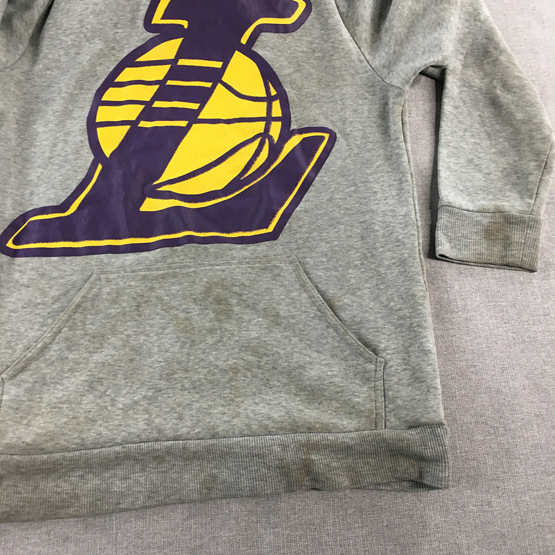 Los Angeles Lakers Mens Hoodie Sweater Size S Grey NBA LA Basketball Jumper