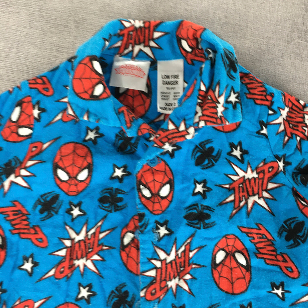 Marvel Spider-Man Kids Boys Shirt Size 2 Toddler Blue Pajama Top