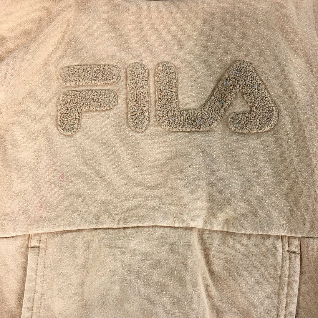 FILA Kids Boys Hoodie Sweater Size 7 Brown Logo Pullover Jumper Pockets