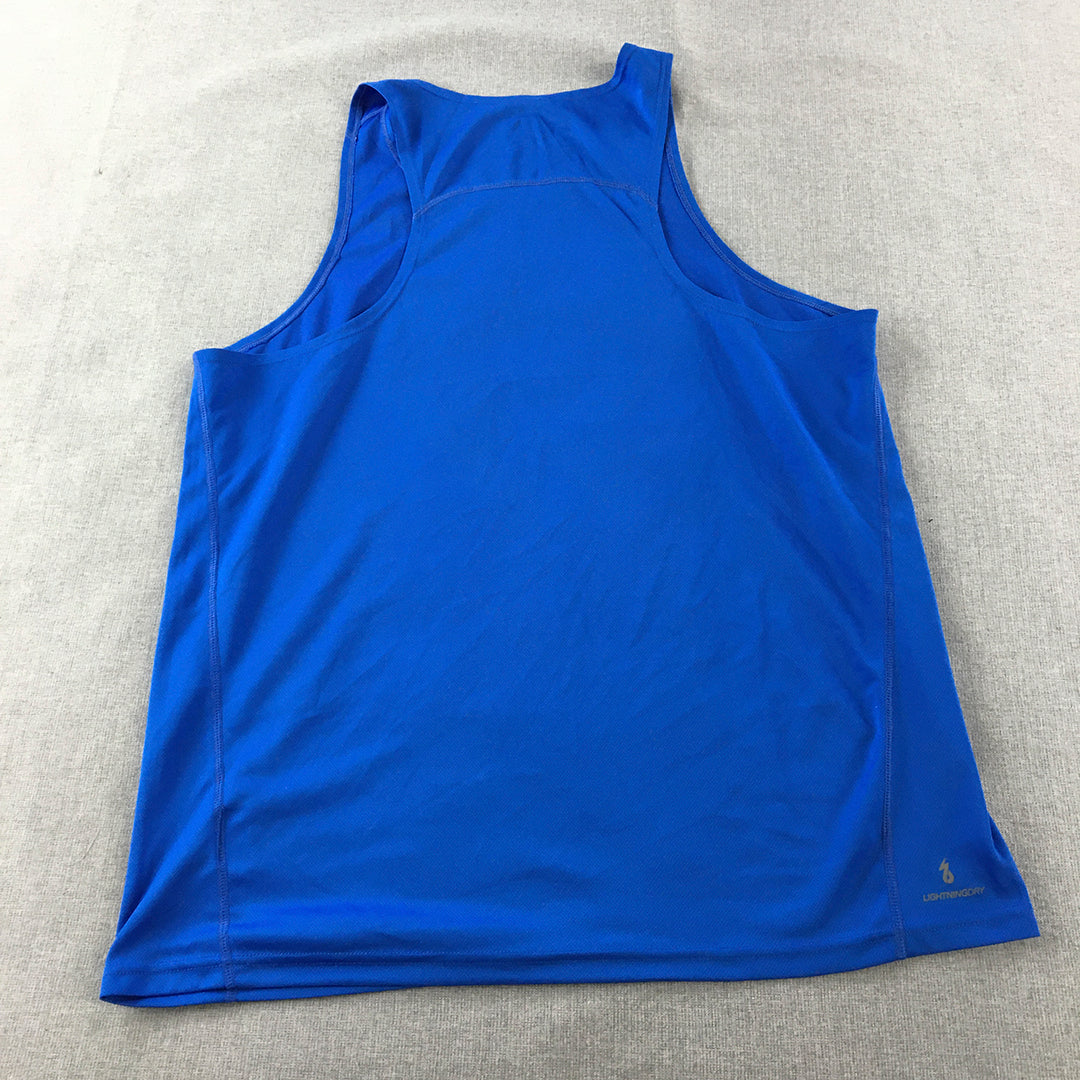 New Balance Mens Tank Top Size L Blue Logo Sleeveless Running Singlet Shirt