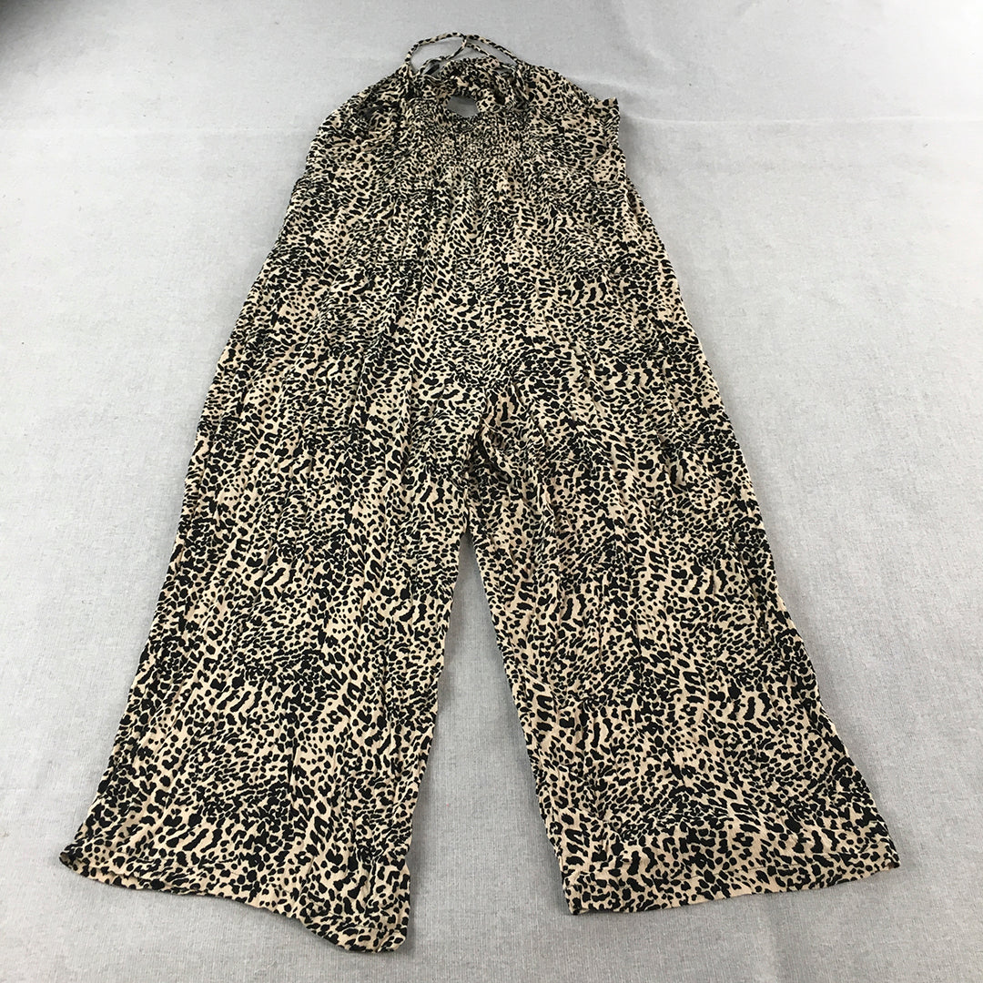 Spicy Sugar Womens Jumpsuit Size 16 Brown Animal Print Dot Sleeveless