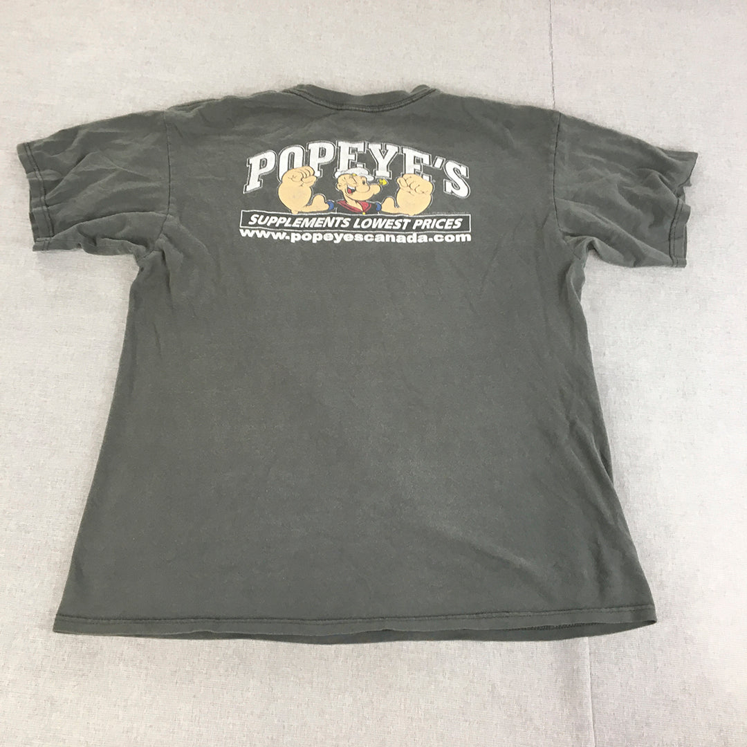 Popeye's Gear Mens T-Shirt Size L Grey Workout Gym Supplements Tee