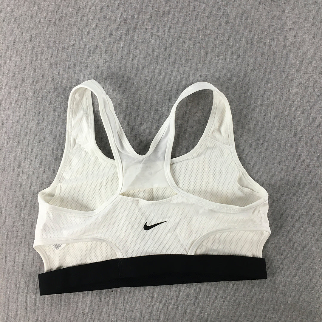 Nike Womens Tank Top Size L White Big Logo Sleeveless Cropped Top