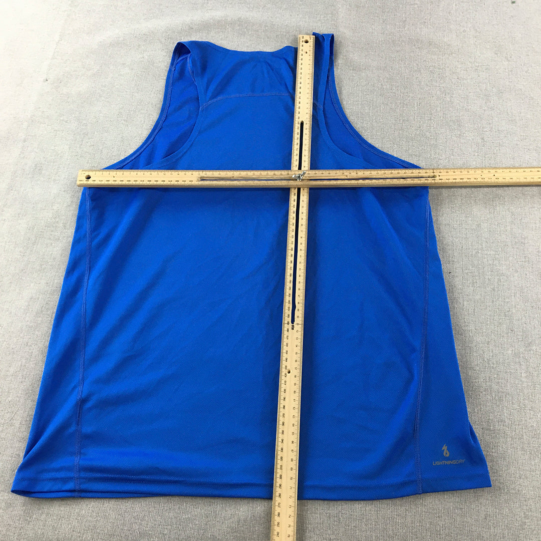 New Balance Mens Tank Top Size L Blue Logo Sleeveless Running Singlet Shirt