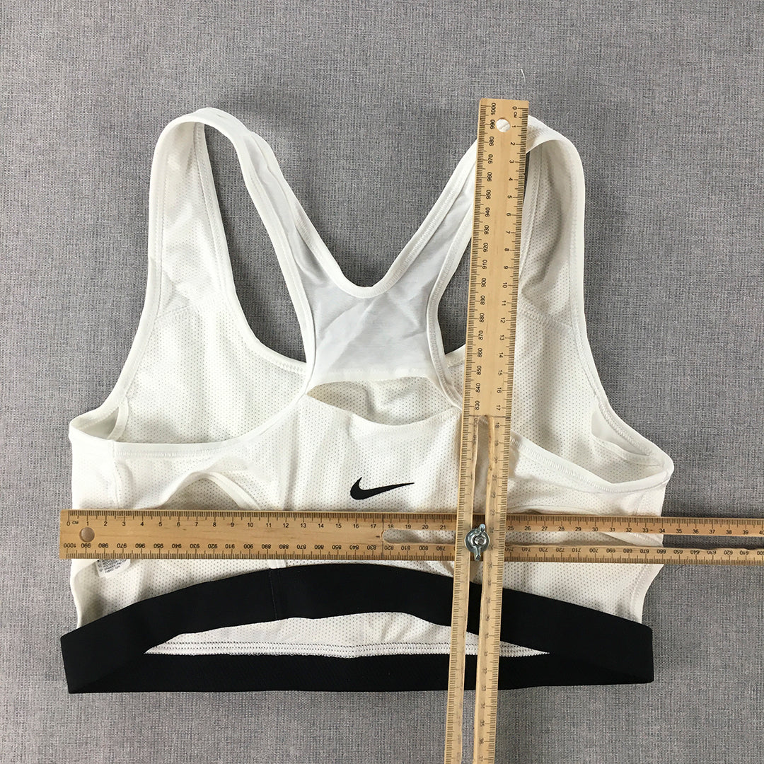 Nike Womens Tank Top Size L White Big Logo Sleeveless Cropped Top