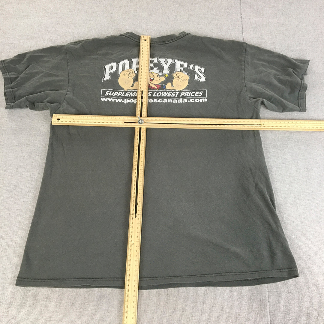 Popeye's Gear Mens T-Shirt Size L Grey Workout Gym Supplements Tee