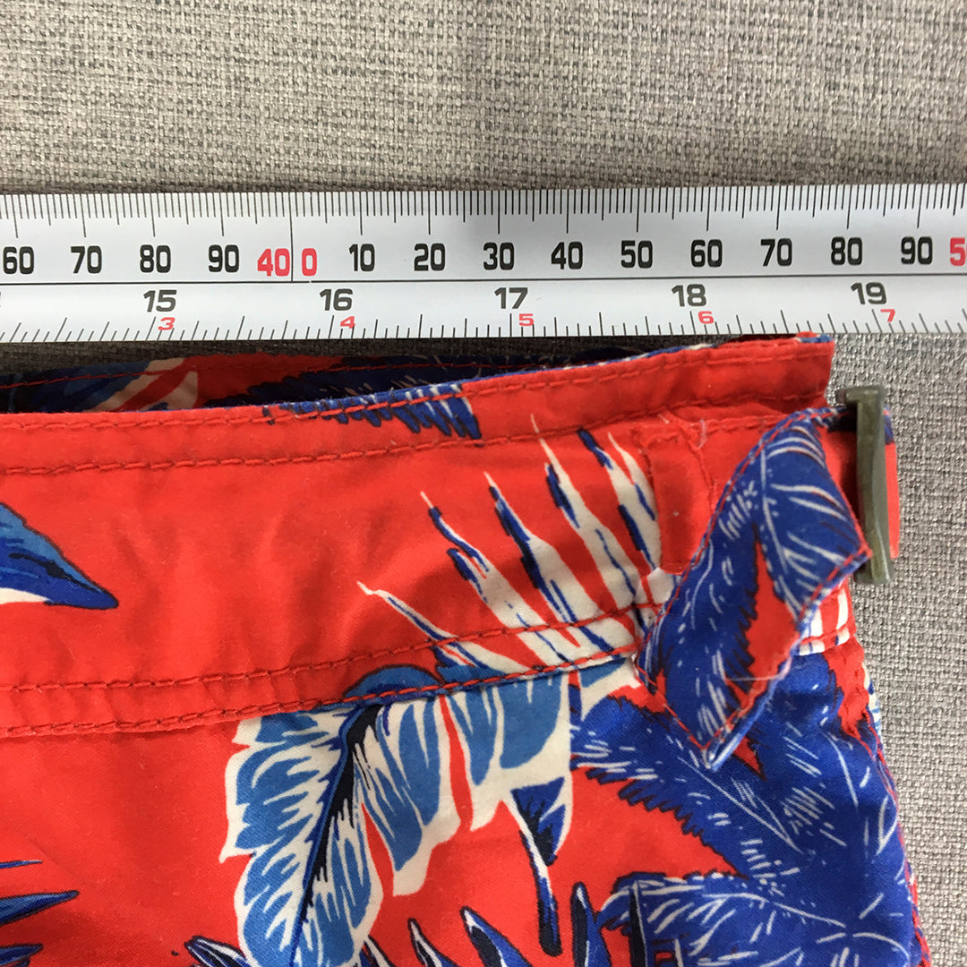 Superdry Mens Hawaiian Shorts Size 2XL Red Blue Floral Surf Beach Boardies