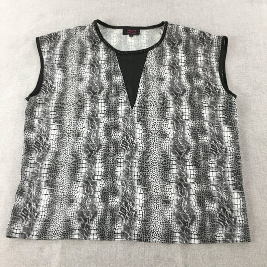 Wayne Cooper Womens Top Size 14 Grey Snakeskin Pattern Sleeveless Blouse