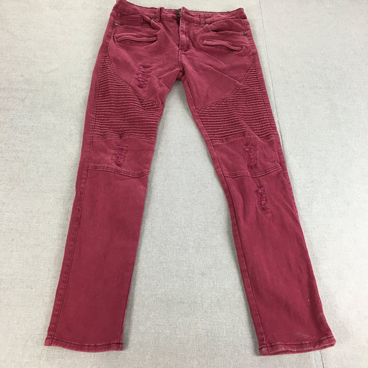 Waimea Mens Skinny Jeans Size 32 Red Stretch Denim