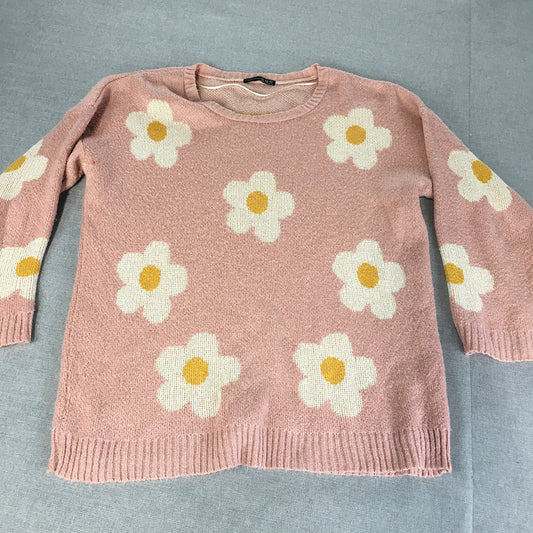 Atmosphere Womens Knit Sweater Size 16 Pink Flower Crew Neck Jumper