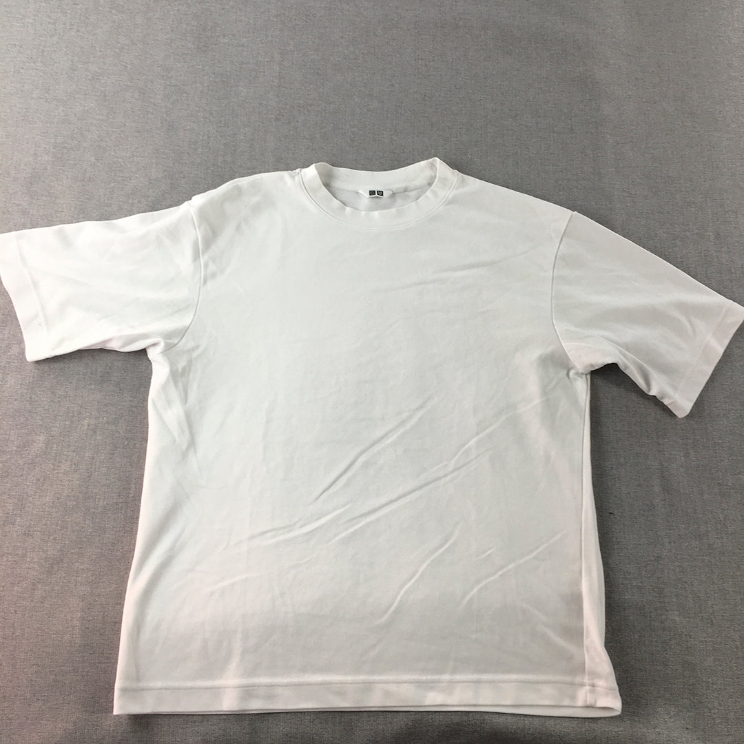 Uniqlo U AIRism Mens T-Shirt Size S White Crew Neck Short Sleeve Tee