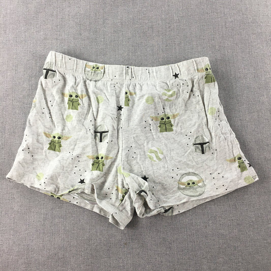 Star Wars Kids Pajama Shorts Size 10 Grey Baby Yoda Elastic Waist Sleepwear