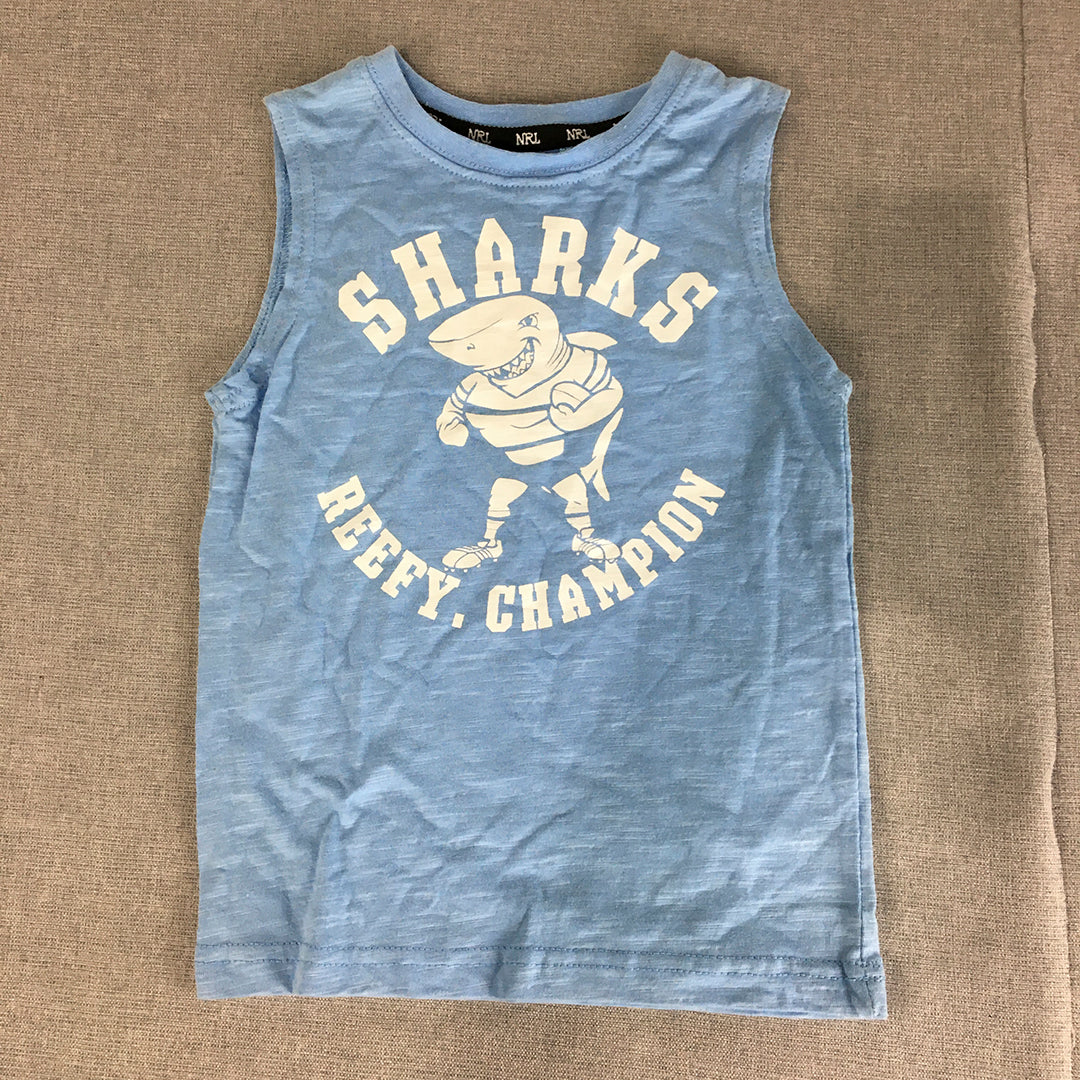 Cronulla Sharks Kids Boys Tank Top Size 3 Toddler Blue NRL Rugby League