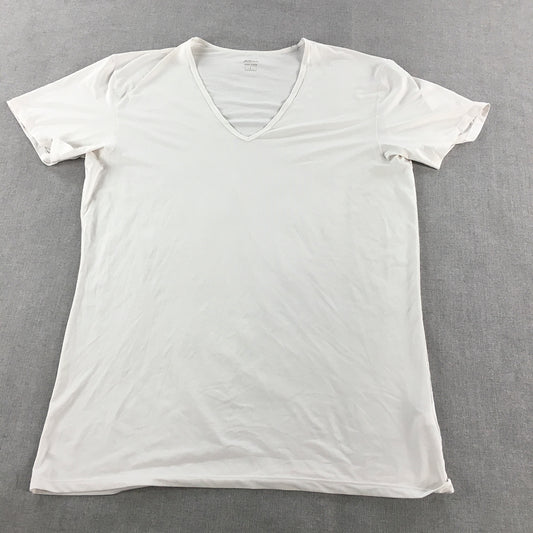 Uniqlo AIRism Mens T-Shirt Size L V-Neck Short Sleeve Tee White