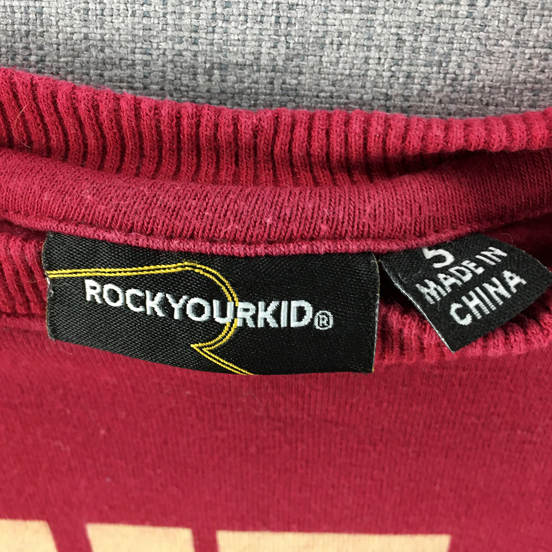 Rock Your Kid Girls Sweater Size 5 Red Crew Neck Pullover Jumper