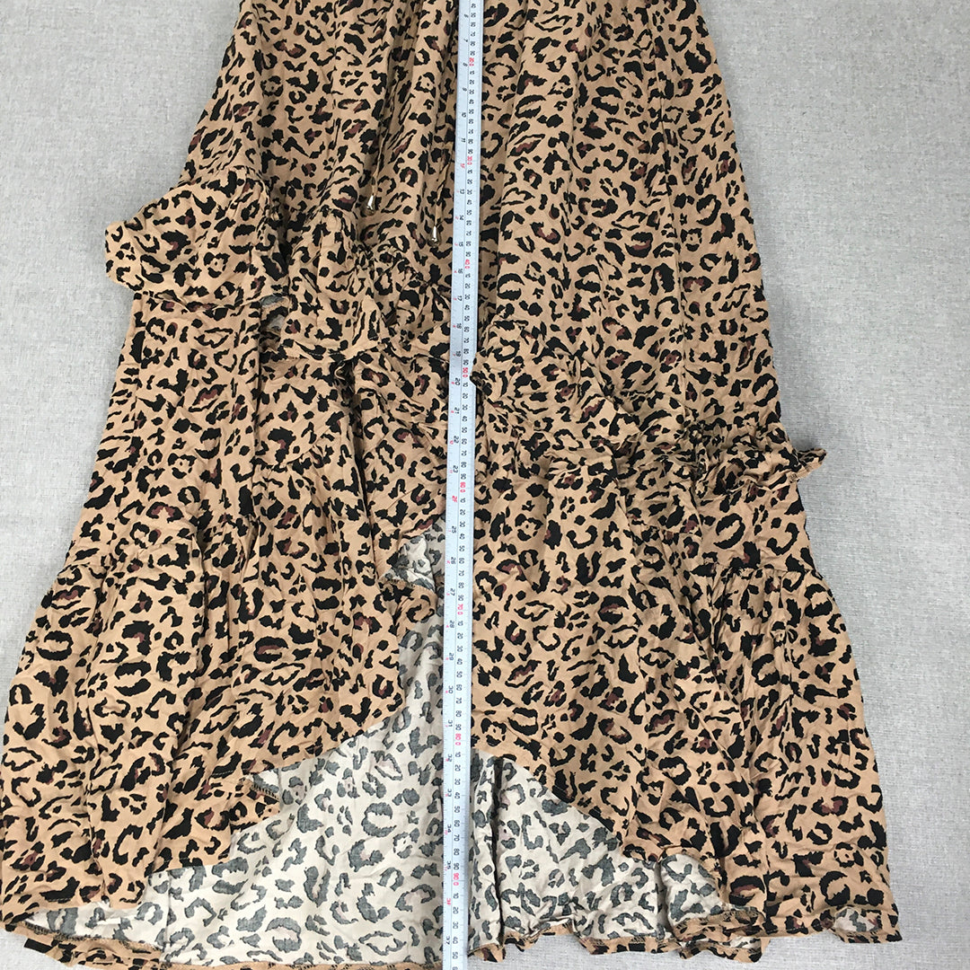 Vine Apparel Womens Maxi Skirt Size 10 Brown Cheetah Print Elastic Waist