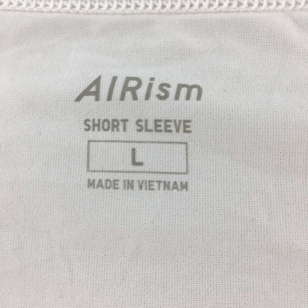 Uniqlo AIRism Mens T-Shirt Size L V-Neck Short Sleeve Tee White