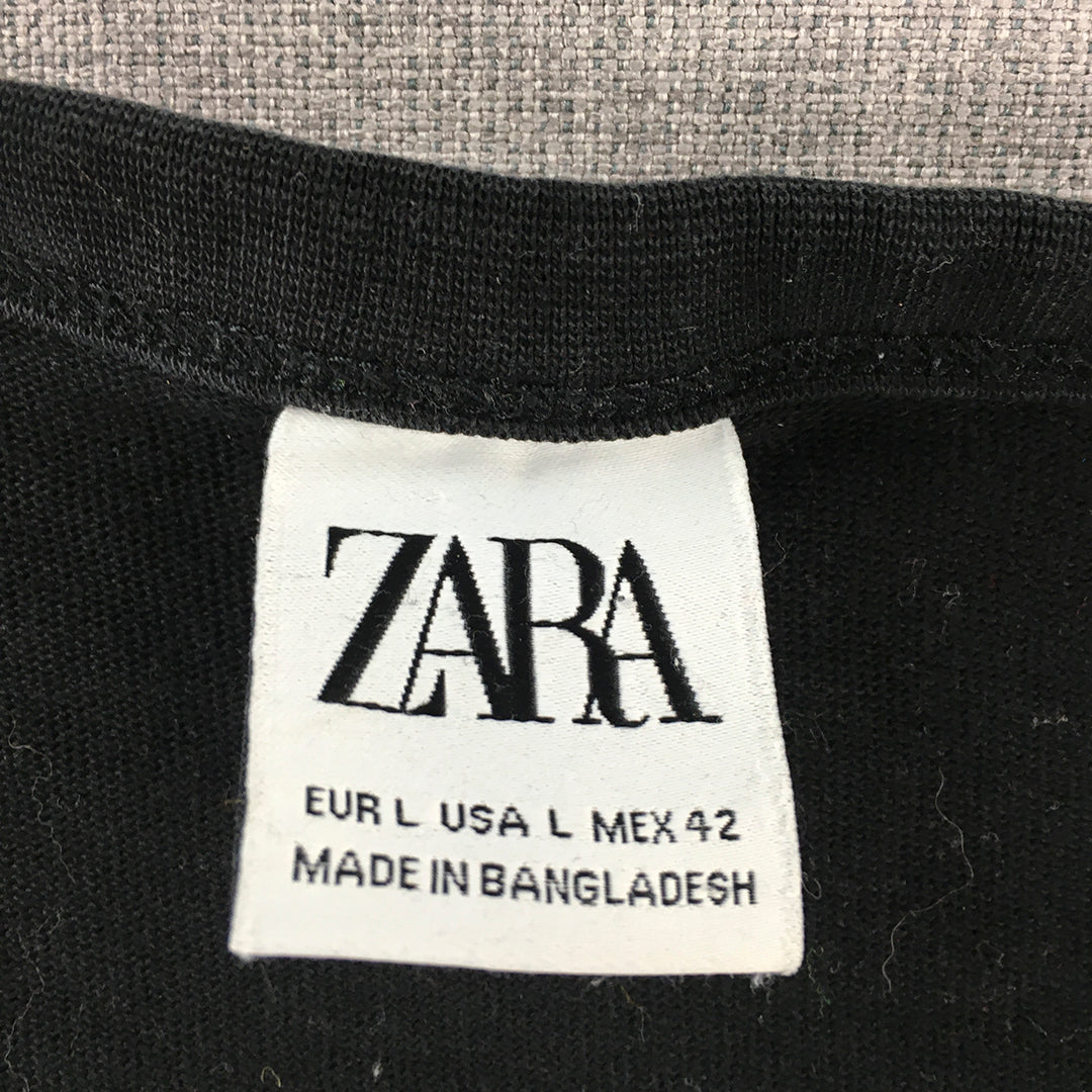 Zara Mens T-Shirt Size L Black Crew Neck Short Sleeve Tee