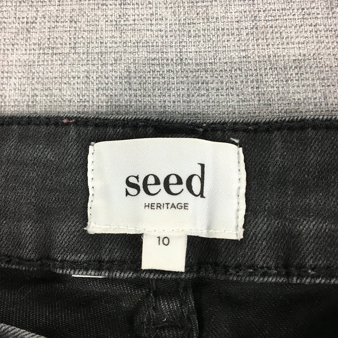 Seed Heritage Womens Skinny Jeans Size 10 Black Dark Wash Raw Hem Stretch