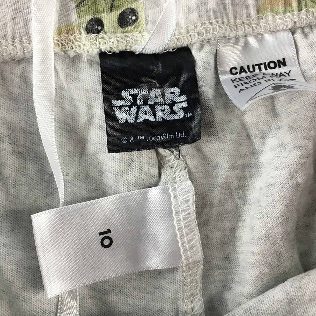 Star Wars Kids Pajama Shorts Size 10 Grey Baby Yoda Elastic Waist Sleepwear