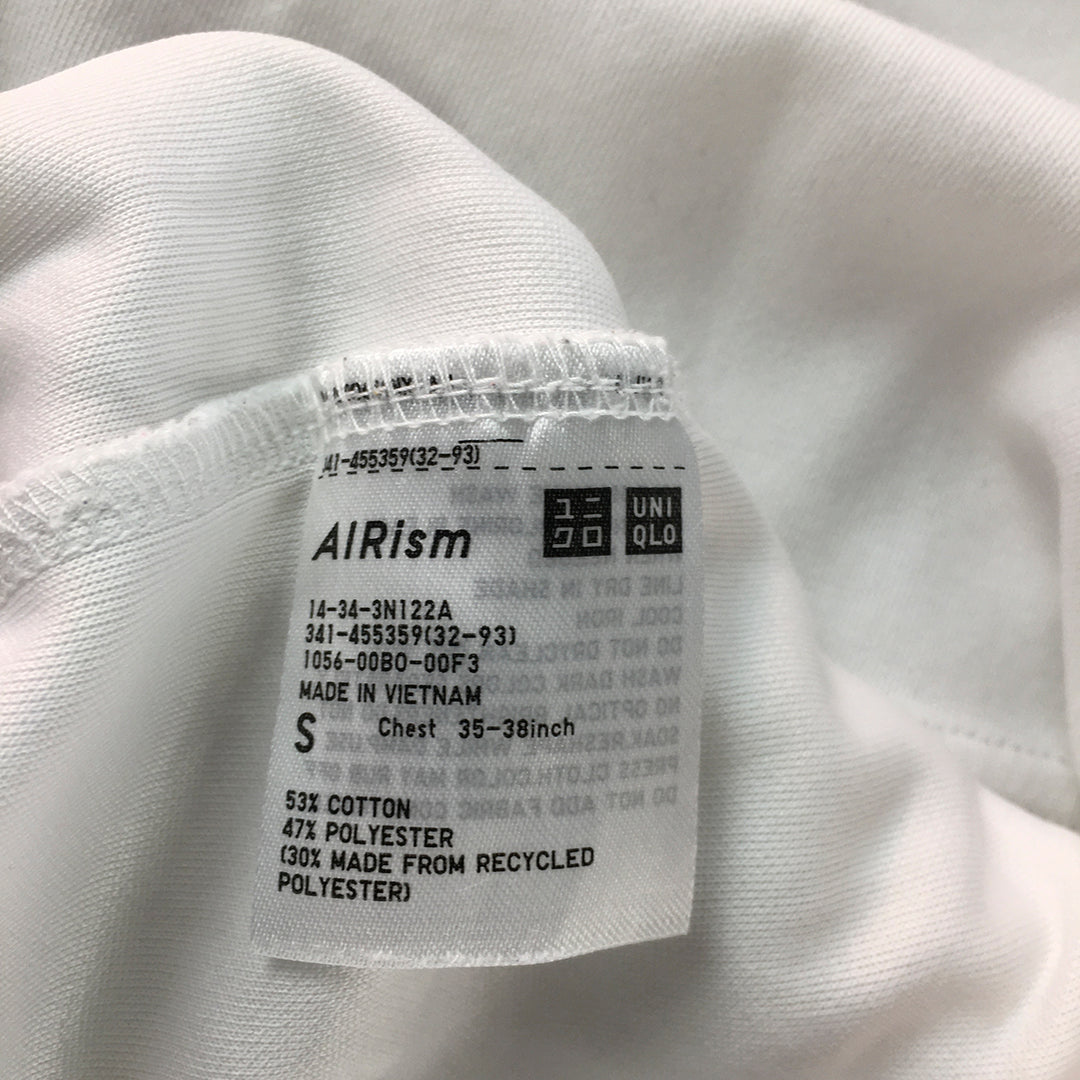 Uniqlo U AIRism Mens T-Shirt Size S White Crew Neck Short Sleeve Tee