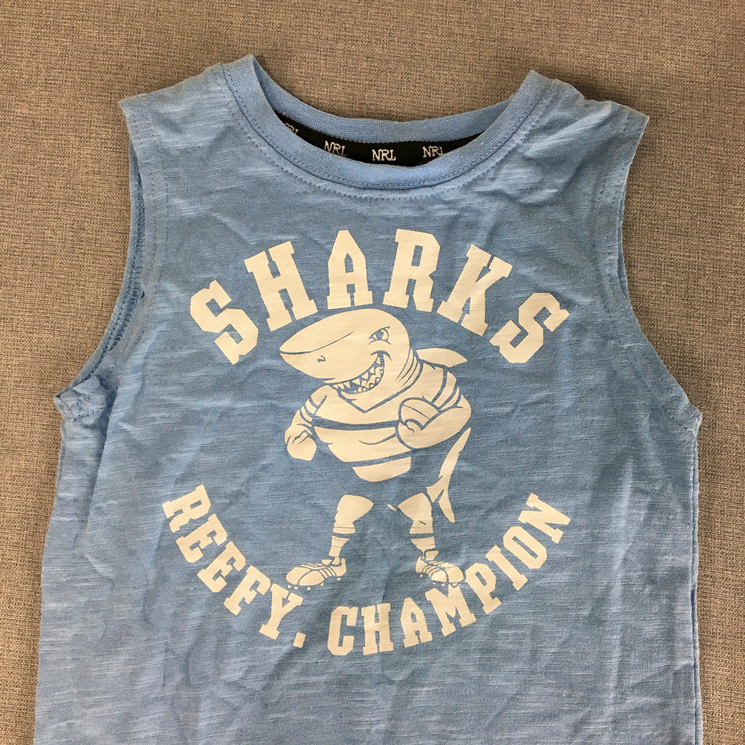 Cronulla Sharks Kids Boys Tank Top Size 3 Toddler Blue NRL Rugby League