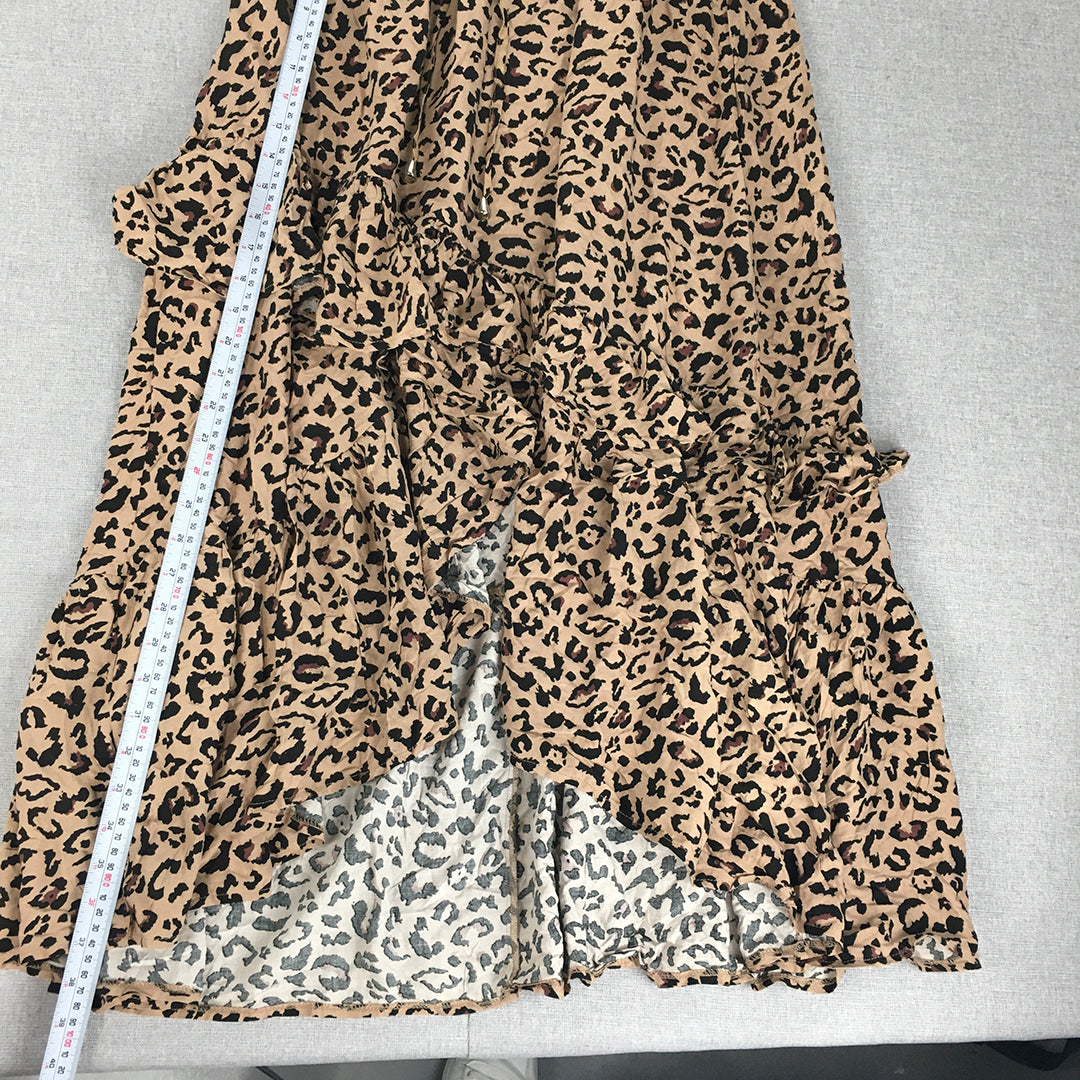 Vine Apparel Womens Maxi Skirt Size 10 Brown Cheetah Print Elastic Waist