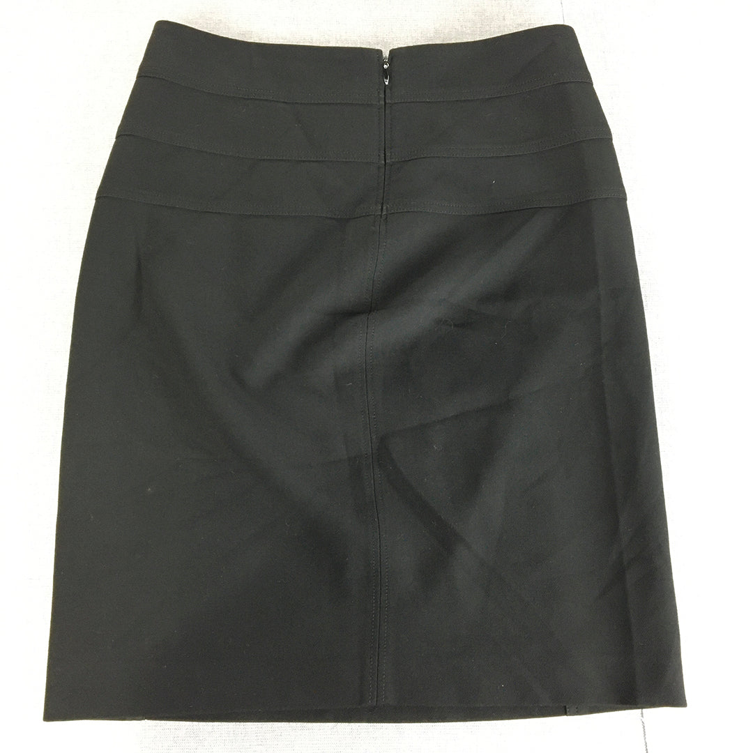 Diane von Furstenberg Womens Pencil Skirt Size 6 Black Straight Back Zip