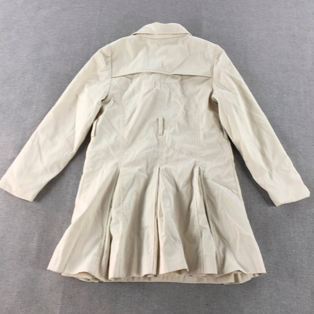 Bardot Junior Kids Girls Trench Coat Size 7 Cream Beige Button Up Jacket