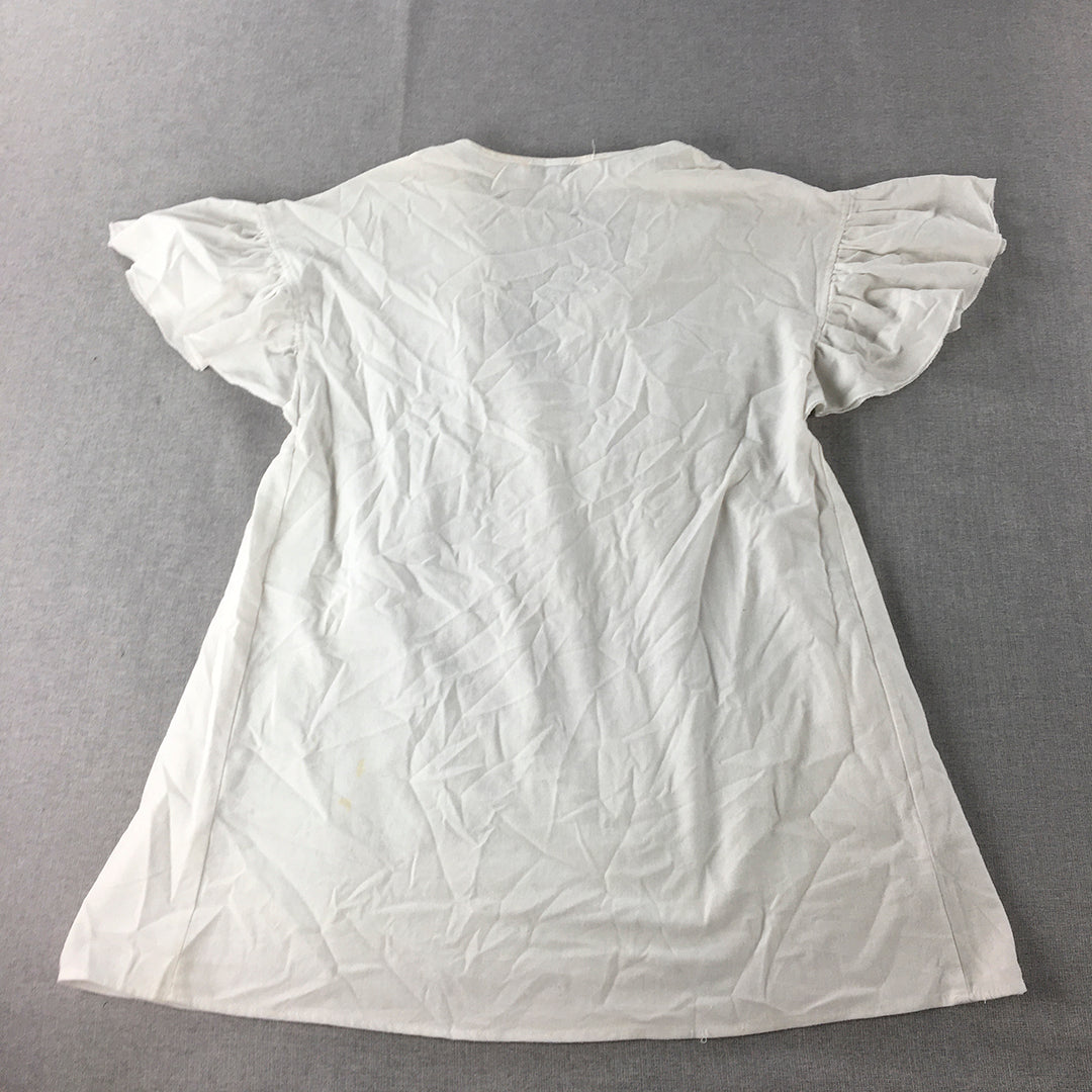 Atmos & Here Womens Linen Mini Dress Size 10 White Pleated Surplice Neckline