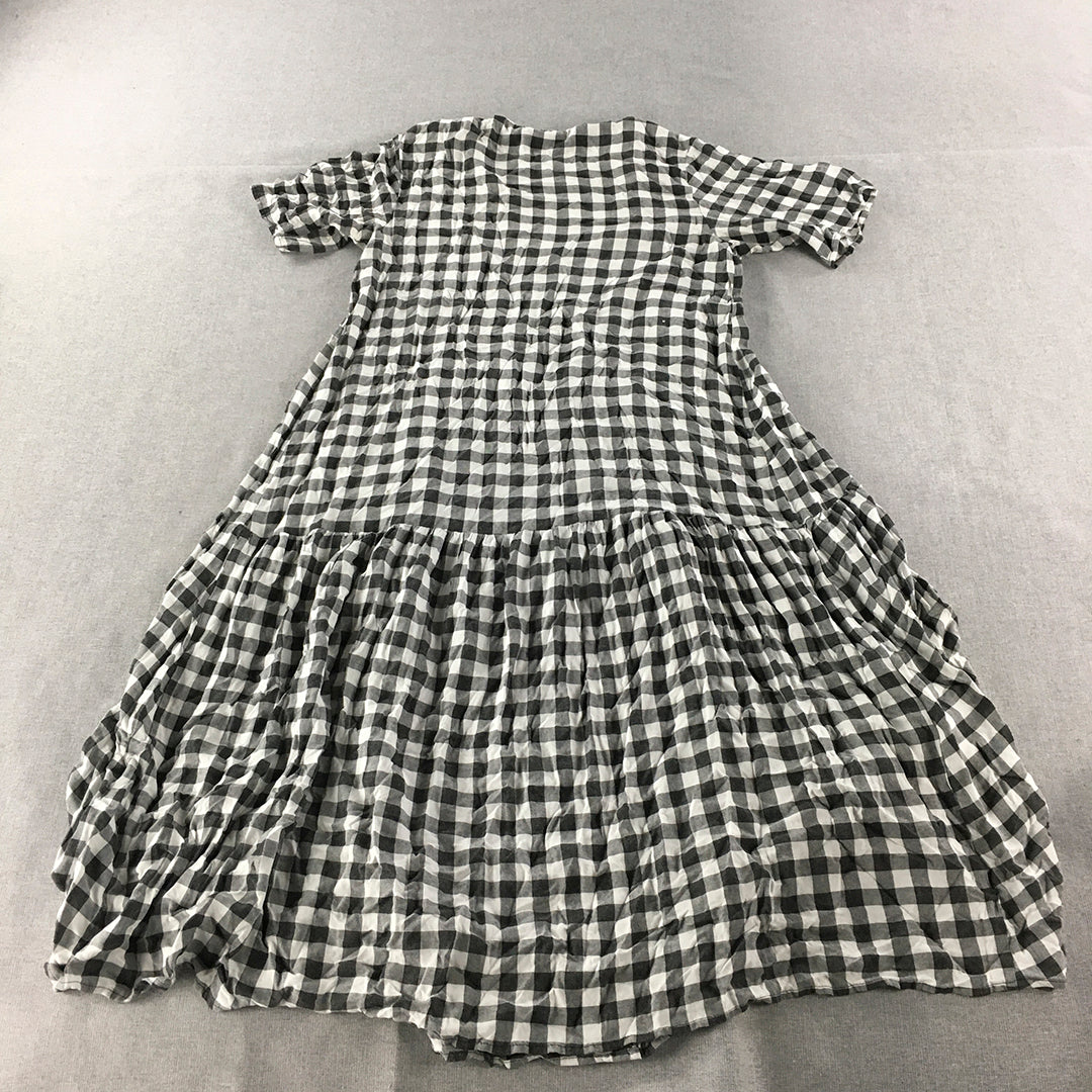 Petal And Pup Womens Dress Size M Black White Checkered Pleated A-Line