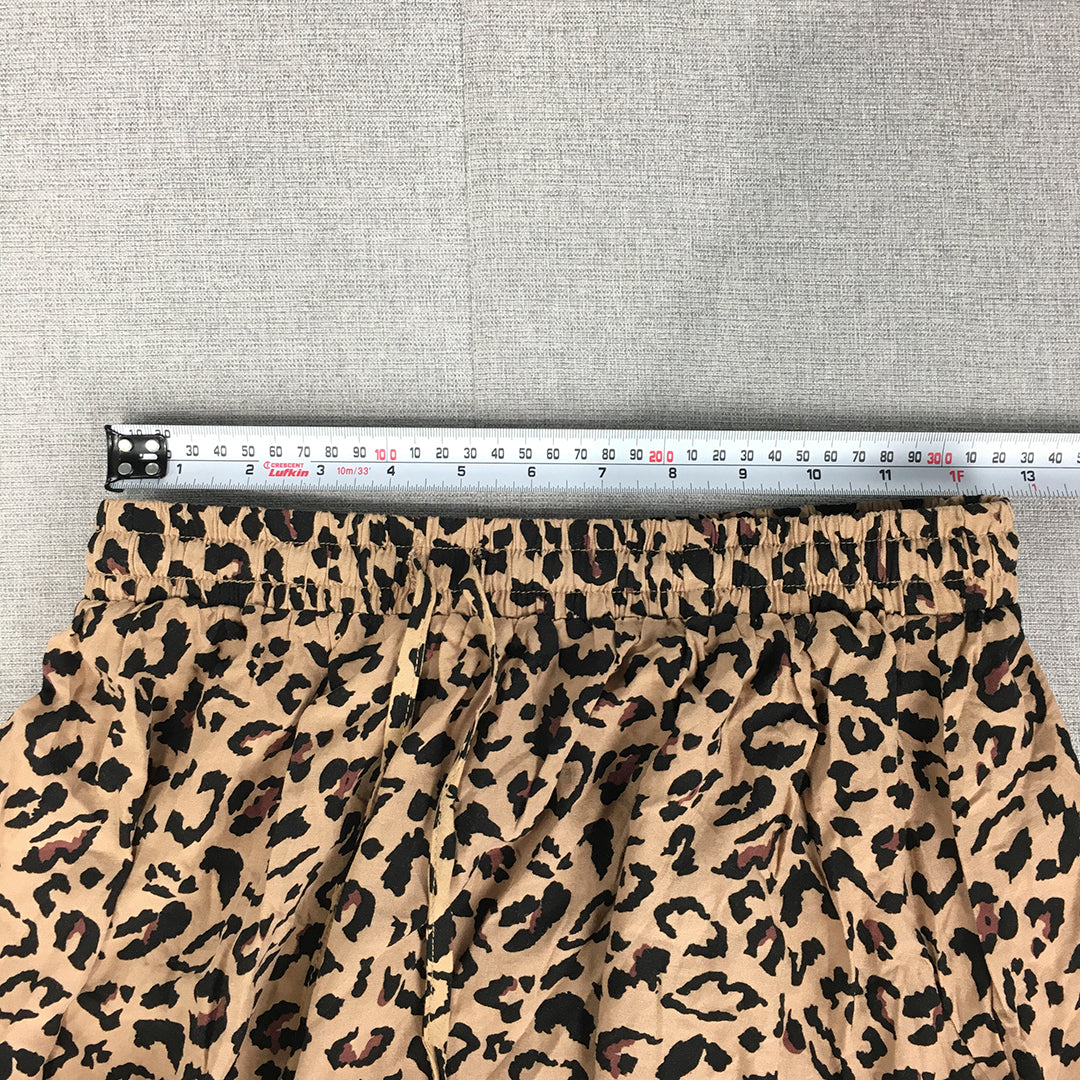 Vine Apparel Womens Maxi Skirt Size 10 Brown Cheetah Print Elastic Waist