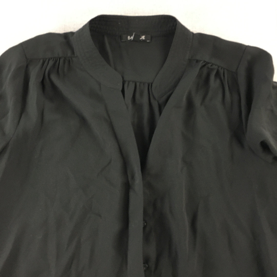 Basque Womens Top Size 10 Black Long Sleeve Button-Up Shirt