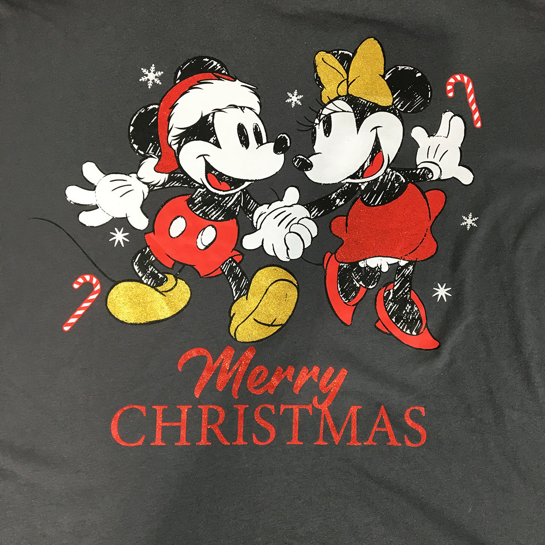 Disney Mickey & Minnie Mouse Christmas Womens T-Shirt Size 18 Grey Top